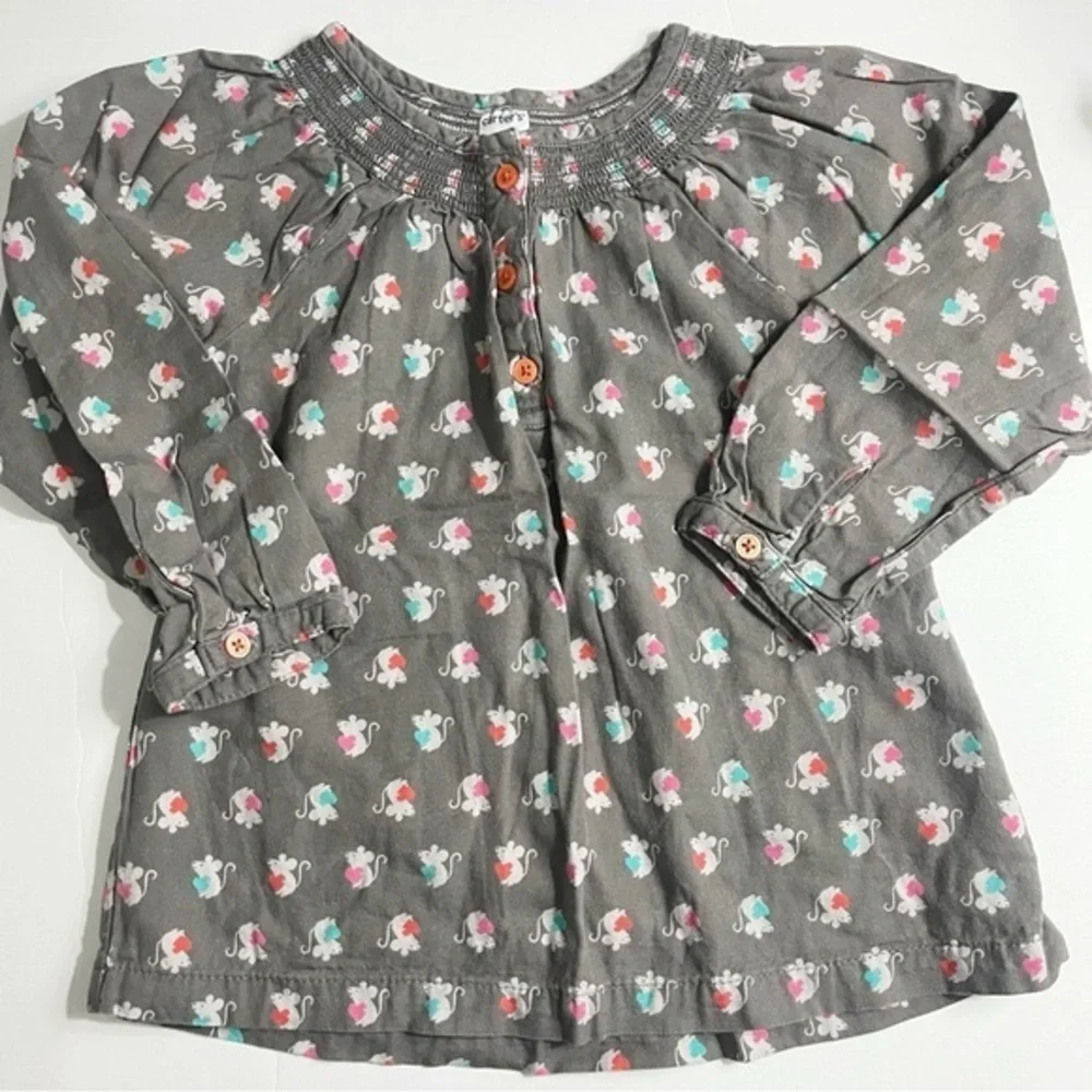 Carters • Grey Mouse with Hearts Dress